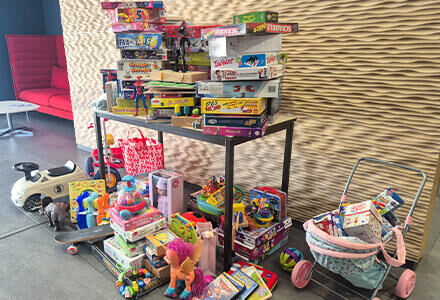 Collecte de jouets pour les restaurants du coeur de chambéry, au sein du Groupe MG La Ravoire