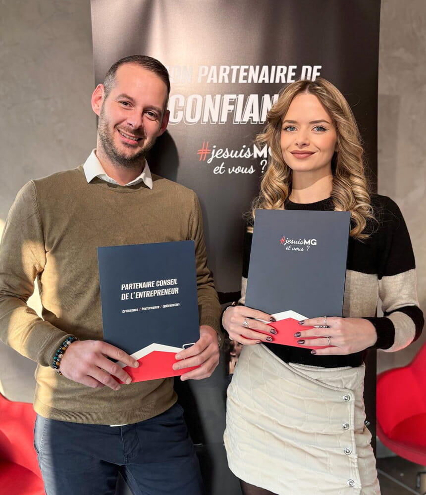 Christophe Robert et Laura Brossier, courtiers en assurance du Groupe MG